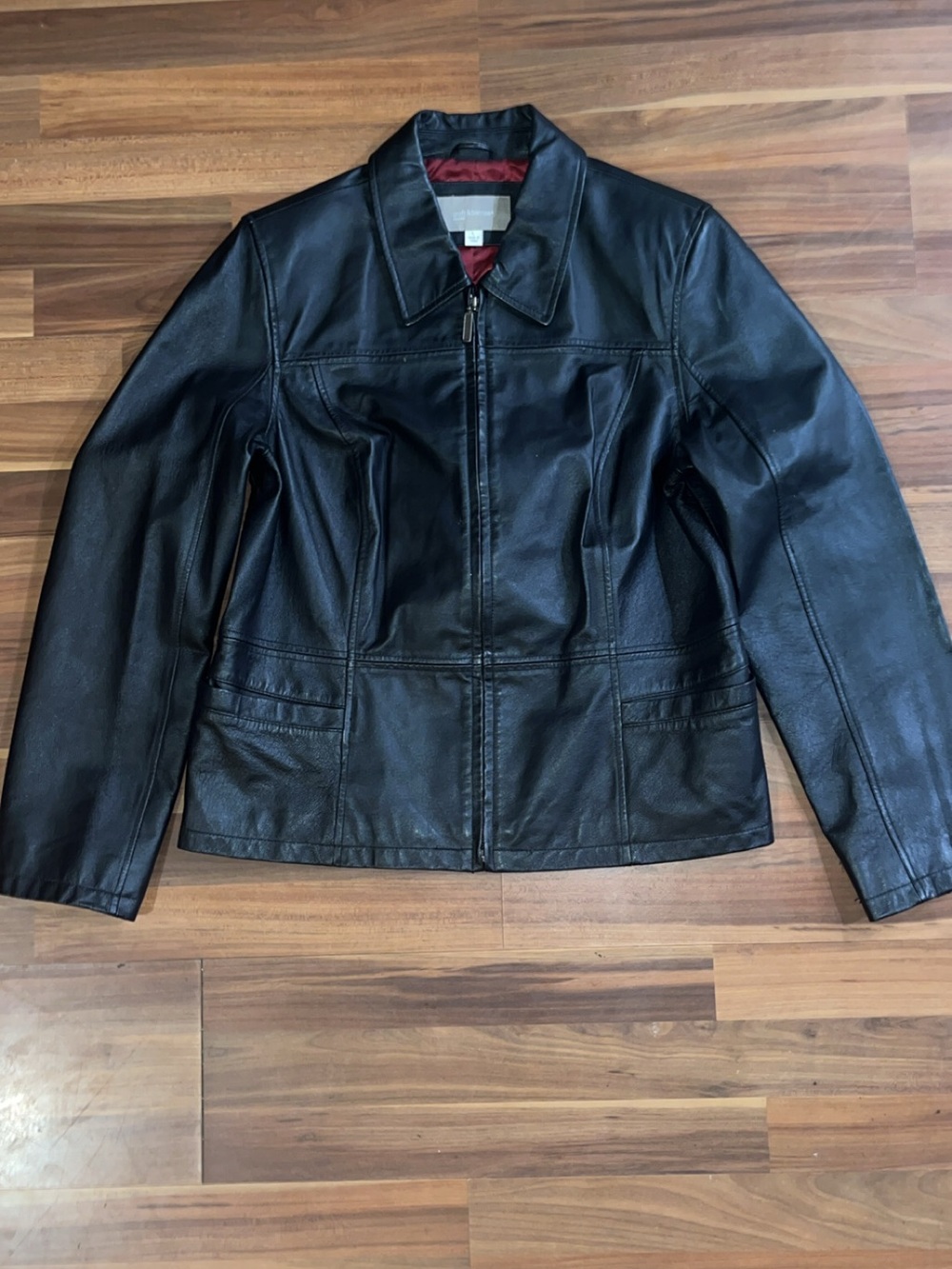 croft & barrow Black Leather Zip-Front Jacket